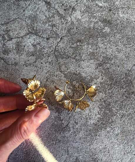 鳥&フラワーフープピアス