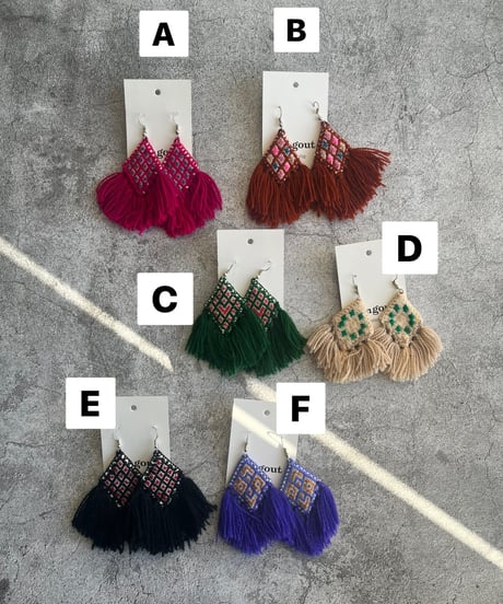 【Mexico】刺繍フリンジピアス