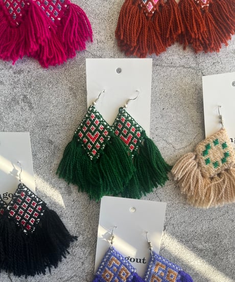 【Mexico】刺繍フリンジピアス