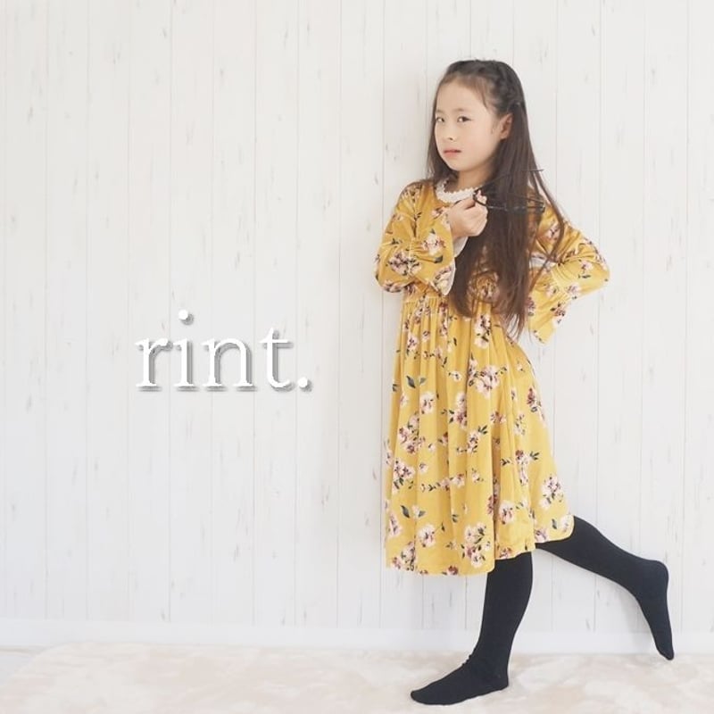 SALE＊GLINDA 花柄ベロアワンピース マスタード《90～130》 | rint