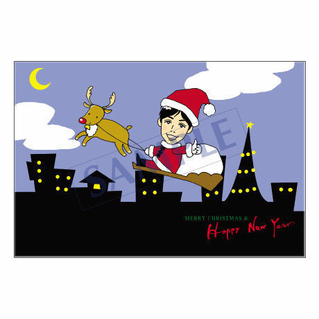 メッセージカード クリスマス 07-0240（似顔絵ver） 1セット（30枚）