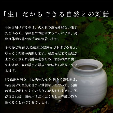 【要冷凍】甕入り 生どぶろく（化粧箱・柄杓付き）｜火入れなしで生きて発酵を続ける古代酒。高千穂の御神水仕込み☆祝いの席や贈答に最適な特別限定品