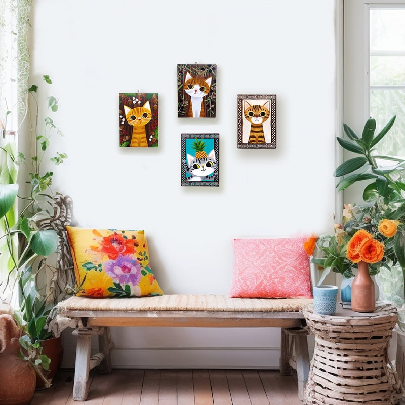 （おしゃれ家具♪）Anthropologie 猫の肖像画 ウォールアート The Cats Portrait Wall Art | AnthroHome