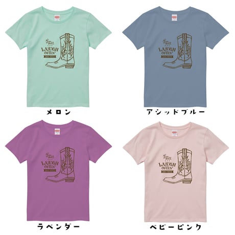 【キッズ・レディース・ ユニセックス】Tシャツ選べる10色“線画ウエスタンブーツ”