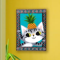 flat【手描き】“アフリカンダンサー猫のパインちゃん”ウォールアートボード