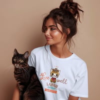 【キッズ・レディース・ ユニセックス】Tシャツ白“ウエスタン猫”