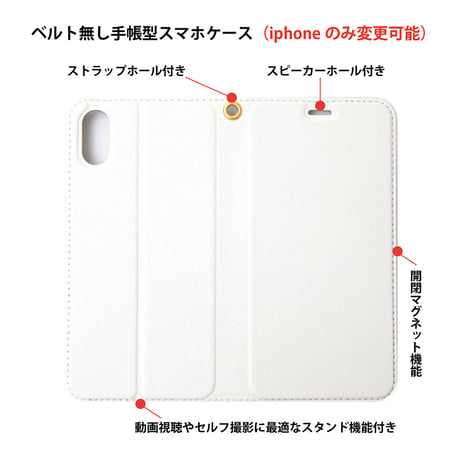 イラスト連動手帳型スマホケース“ドアと猫と鳥”【iPhone・Androidほぼ全機種対応】