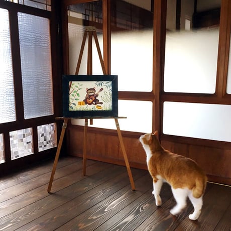 ウォールアートポスター（A4）“とらねこの挽歌”［ポストカード&ミニカード、タグ付き］