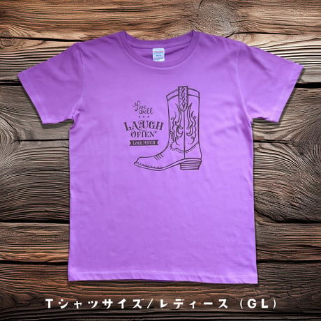 【キッズ・レディース・ ユニセックス】Tシャツ選べる10色“線画ウエスタンブーツ”