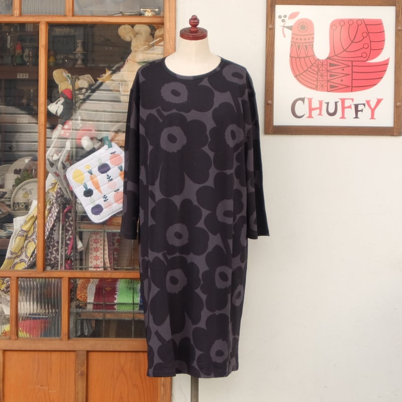 マリメッコ marimekko ＜Pieni Unikko＞七分袖ワンピース  