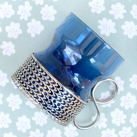 イッタラ Iittala　ツァイッカ　ホルダー付きグラス（ブルー×シルバー）