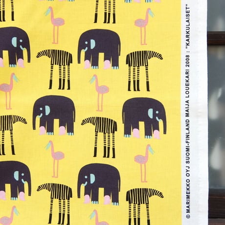 マリメッコ marimekko　＜Karkulaiset＞ファブリック（イエロー）50cm　廃番