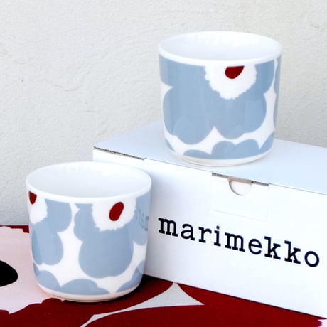 マリメッコ marimekko　＜Unikko＞コーヒーカップ2個セット（ブルーグレー）