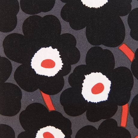 マリメッコ marimekko　＜Mini Unikko＞コーティング・コットン・ファブリック（グレー×ブラック×レッド）50×77cm　日本未入荷