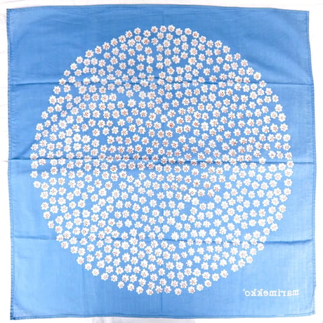 マリメッコ marimekko　＜Puketti＞ヴィンテージ・スカーフ（水色）廃盤
