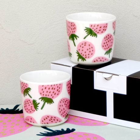 マリメッコ marimekko　＜Mansikka＞コーヒーカップ2個セット（ピンク）　アジア限定