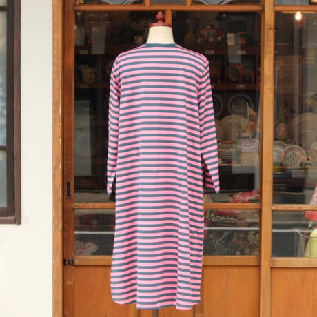 マリメッコ marimekko　＜Tasaraita＞長袖ワンピース（ピンク＆ダークグリーン）