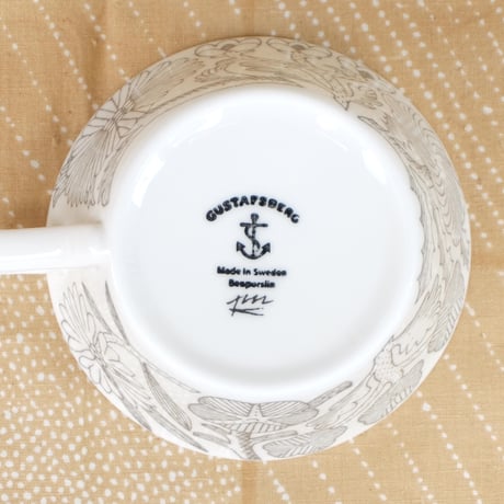 グスタフスベリ Gustavsberg X 鹿児島睦　ジュニ　カップ＆ソーサー（モノクロ）新品