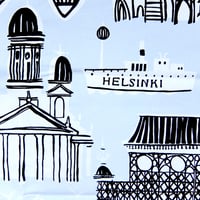 マリメッコ marimekko　＜Helsinki＞ヴィンテージ・ファブリック（水色）