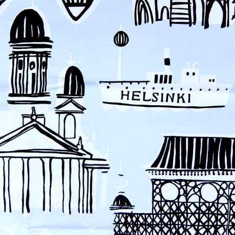 マリメッコ marimekko　＜Helsinki＞ヴィンテージ・ファブリック（水色）