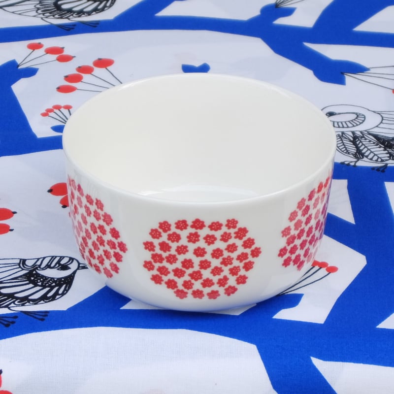マリメッコ marimekko ＜Puketti＞ボウル（ホワイト×レッド） | chuffy