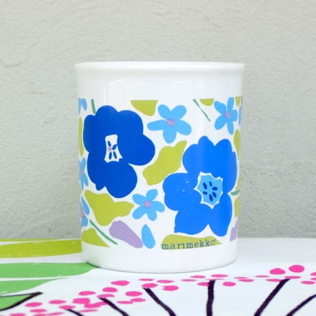マリメッコ marimekko　OLDマグカップ（ブルー花）