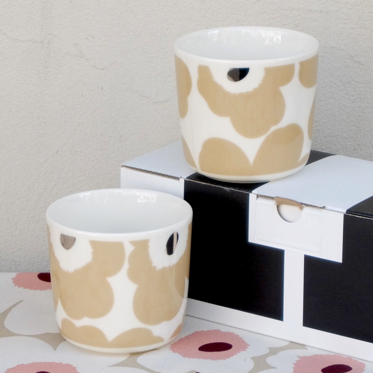 マリメッコ marimekko　＜Unikko＞コーヒーカップ2個セット（ベージュ）日本限定