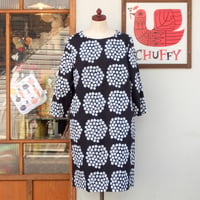 マリメッコ marimekko　＜Puketti＞七分袖ワンピース（ブラック）大きなサイズ