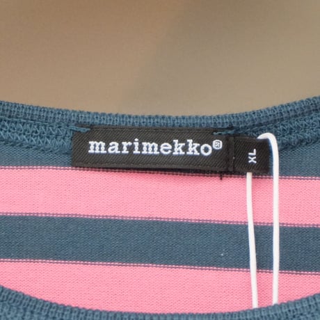 マリメッコ marimekko　＜Tasaraita＞長袖ワンピース（ピンク＆ダークグリーン）