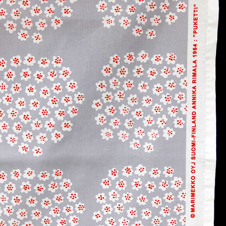 マリメッコ marimekko　＜Puketti＞ファブリック（グレー×オレンジ）50cm