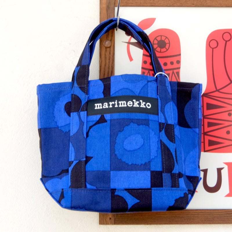 マリメッコ marimekko ＜Ruutu Unikko＞トートバッグ（ブルー×ブラック