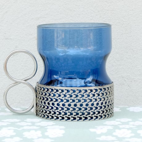 イッタラ Iittala　ツァイッカ　ホルダー付きグラス（ブルー×シルバー）
