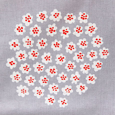 マリメッコ marimekko　＜Puketti＞ファブリック（グレー×オレンジ）50cm