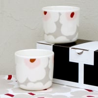 マリメッコ marimekko　＜Unikko＞コーヒーカップ2個セット（ホワイト×ライトグレー）日本限定
