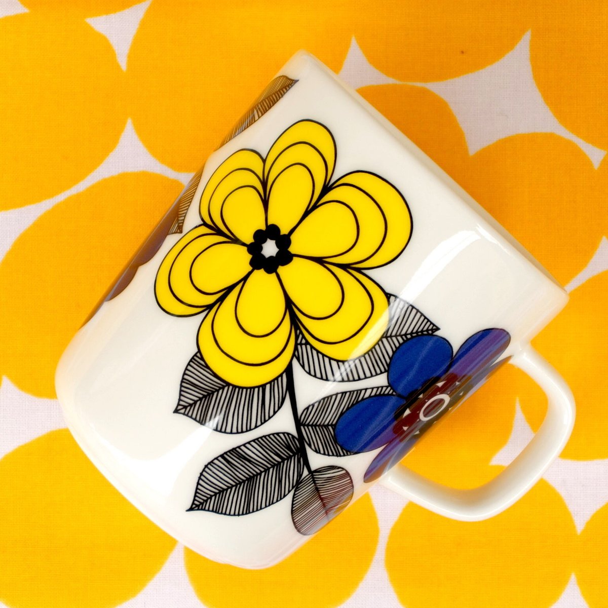 マリメッコ marimekko <Kestit>マグカップ(イエロー×ブルー)ストックマン限定 廃盤 未使用品
