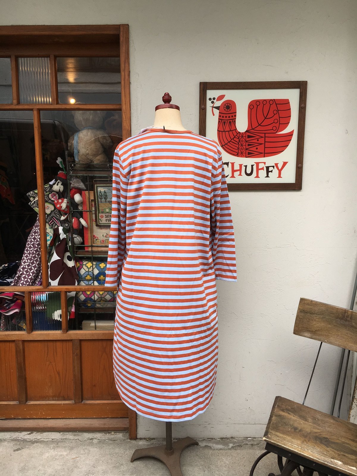マリメッコ marimekko <aretta>七分袖ワンピース(オレンジX マリメッコ marimekko <aretta>七分袖ワンピース(オレンジX