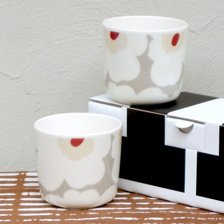マリメッコ marimekko　＜Unikko＞コーヒーカップ2個セット（ライトグレー×ホワイト）