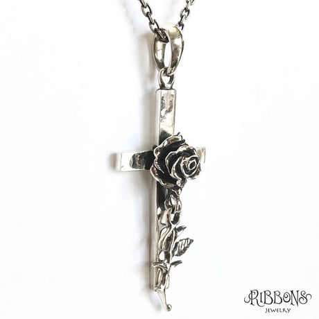 Single Rose Cross Pendant