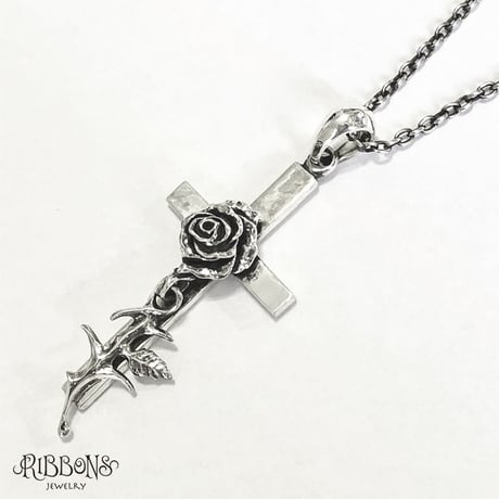 Single Rose Cross Pendant