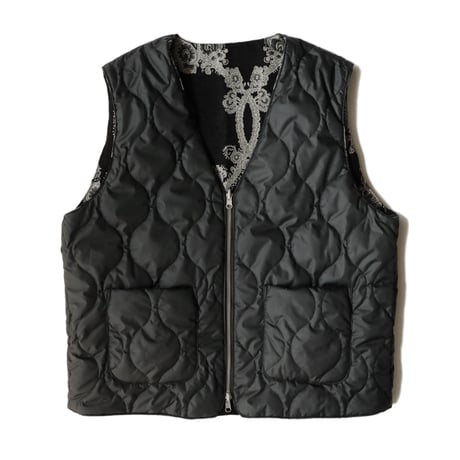 Reversible zip vest - Velvet jacquard / Black peony
