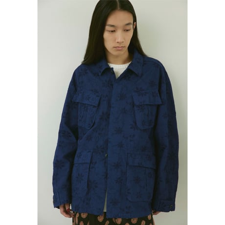 Over dye fatigue jacket - Embroidery ripstop / Royal Blue