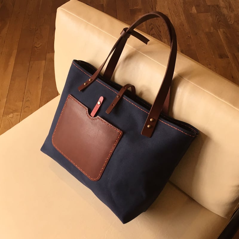 大きめ帆布のトートバッグ(手縫い、丸めるベルト別売り) | chik