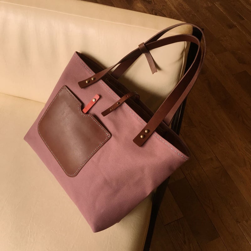 大きめ帆布のトートバッグ(手縫い、丸めるベルト別売り) | chik