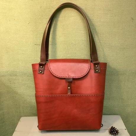 オイルドレザーのかわいいリュック・バッグ(手縫い、受注生産)