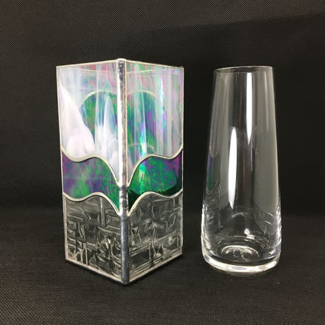 Glass Vase Green Ribon