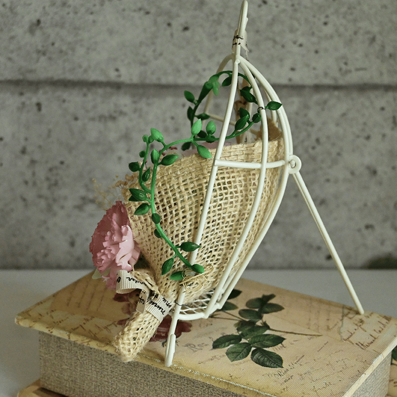 プリザーブドフラワー”アイアン鳥かご2とブーケ”2way（置く、掛ける