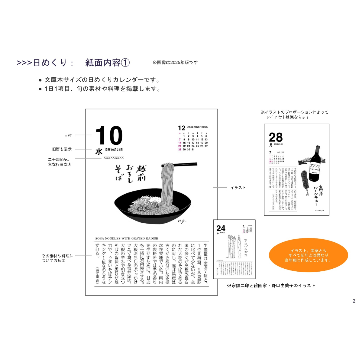 味のカレンダー2025 | ろばの家