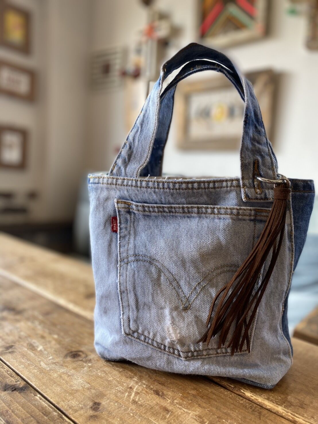 No.14マクラメෆデニムカラーෆバッグhangingෆෆ No.14マクラメෆ