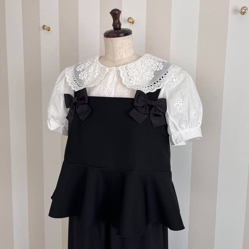 5-156 黒 リボンフリルベスト L | capriciousmie