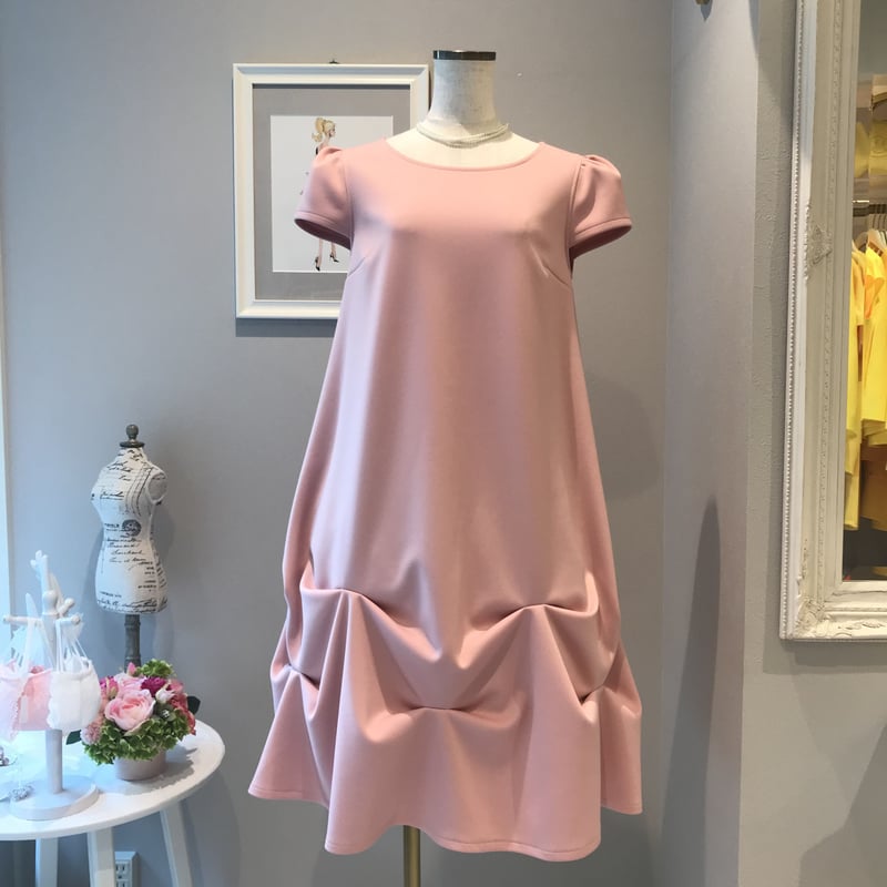 10-041 サーモンピンク YUMIワンピース (サンプル) 袖付きバスト130